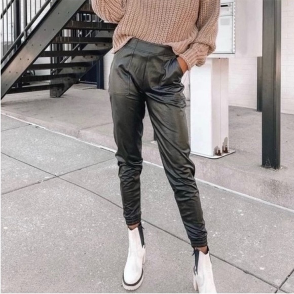 Spanx Leather Like Jogger Black Size XS NEW without Tags - Picture 3 of 15